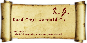 Kozányi Jeremiás névjegykártya