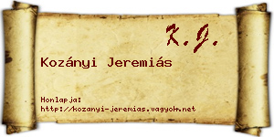 Kozányi Jeremiás névjegykártya