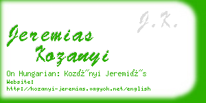 jeremias kozanyi business card